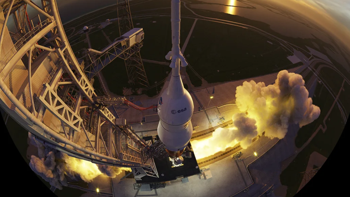 An animated rocket preparing to launch.