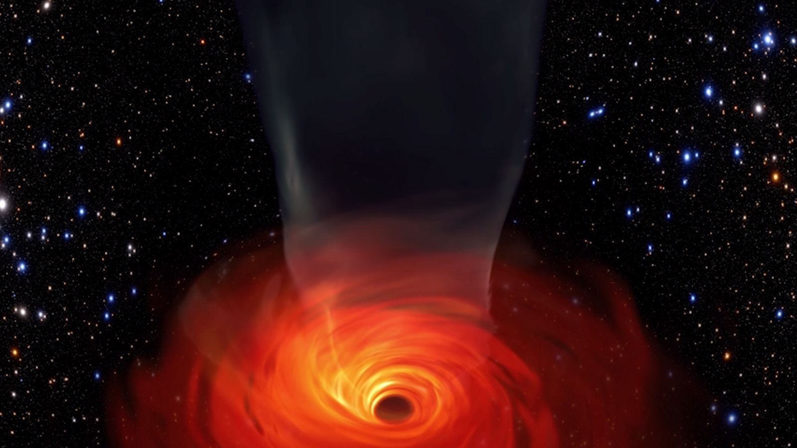 An animated black hole in the stars