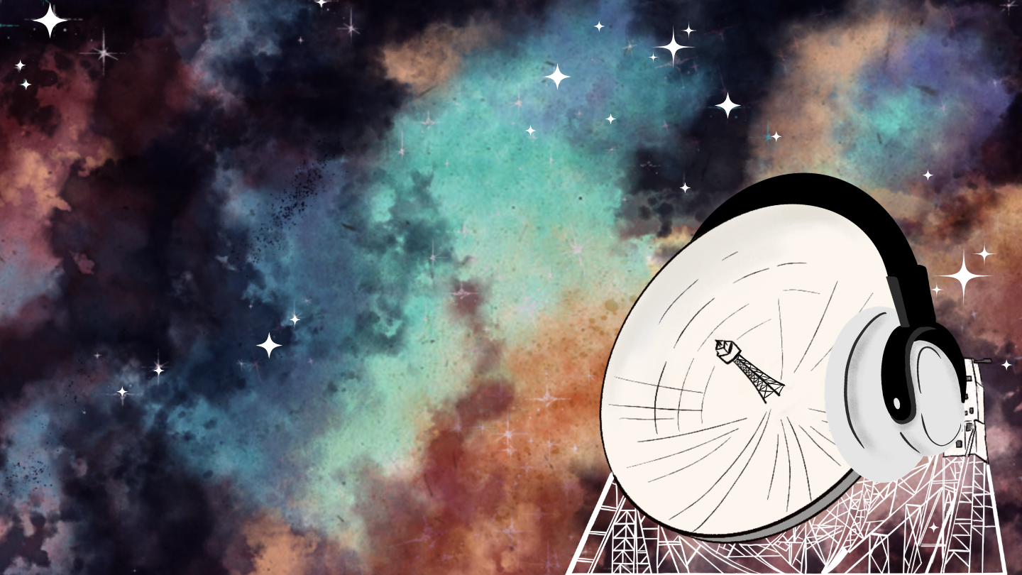 Jodcast logo showing the Lovell Telescope against a starry sky