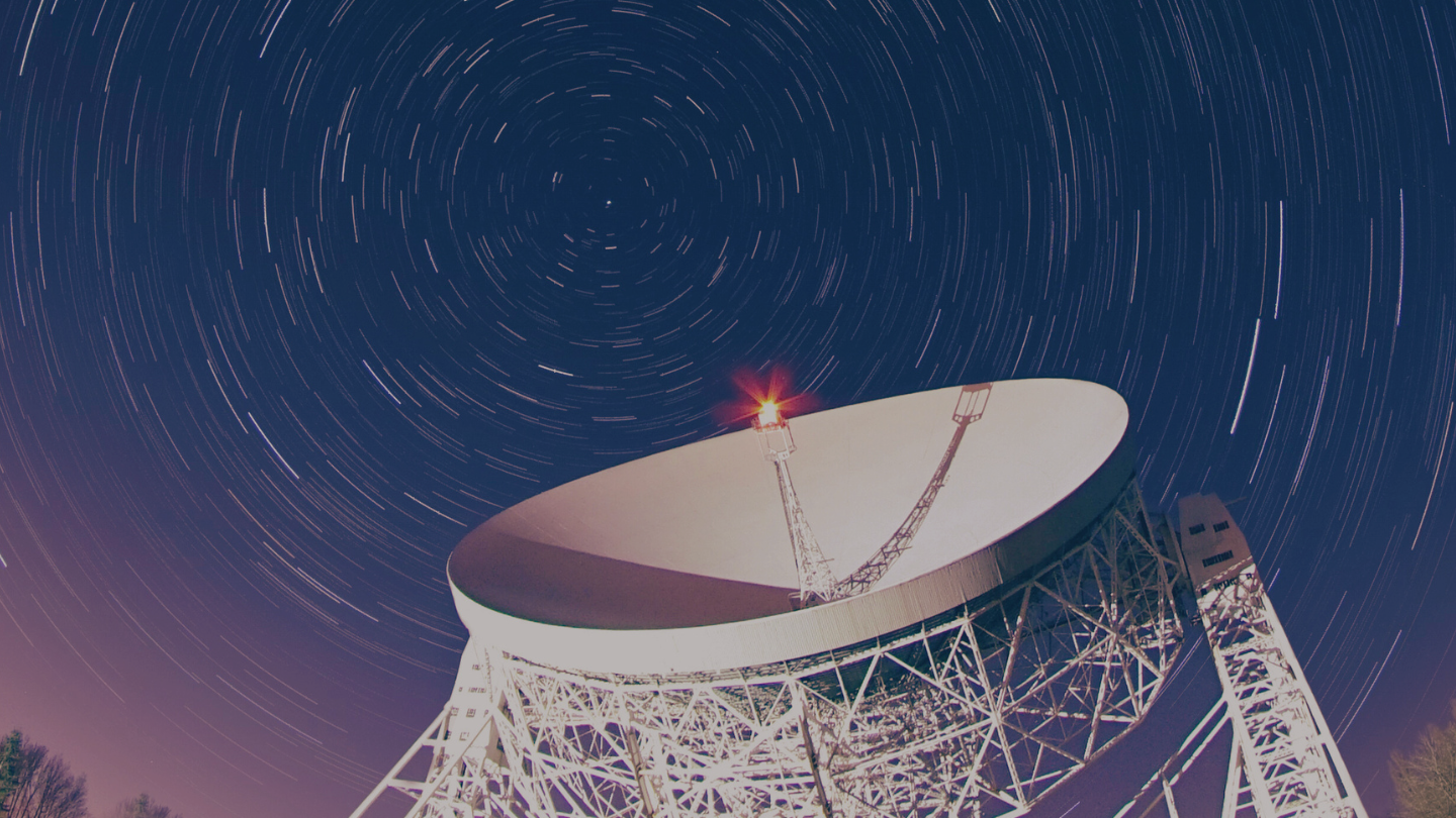 The Lovell observing against a starry sky (credit: Dr Anthony Holloway)