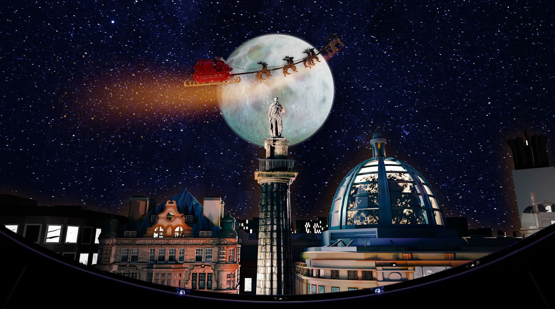 A screenshot from the 'What Santa Sees' planetarium show. Image Credit: The International Centre for Life (Life).
